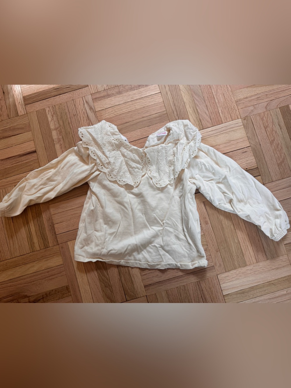 Zara Cream Eyelet Collar Blouse